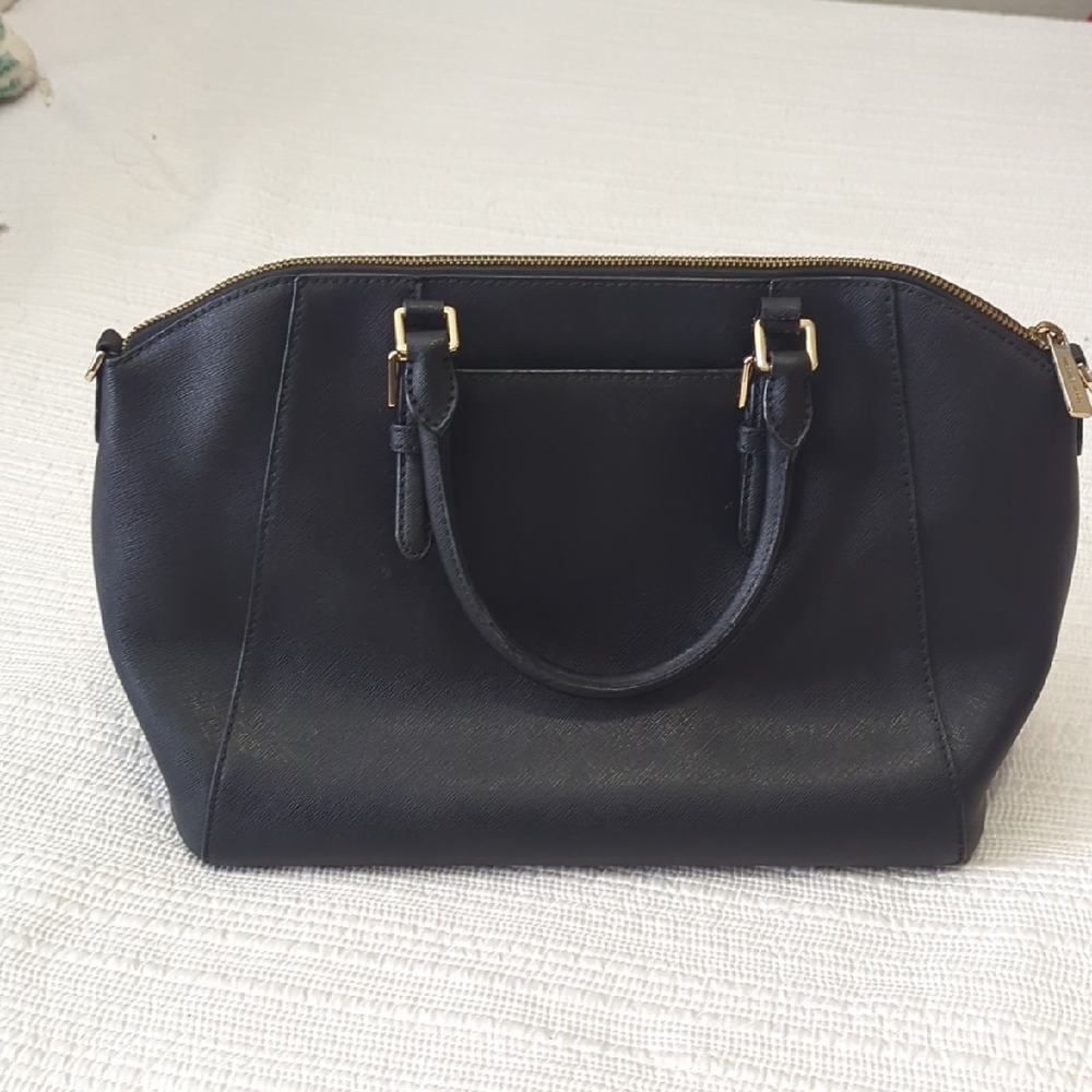Michael Kors Black Leather Zip-Top Satchel with Gold Hardware - Picture 2 of 6